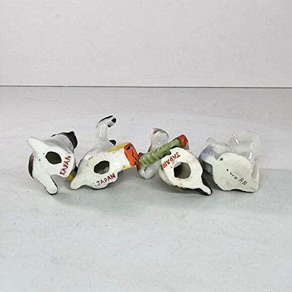Vintage Japan Ceramic Dog Band Figurines Set Of 4 Drums Accordion Cymbal Trumpet - Picture 7 of 7
